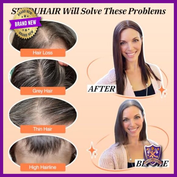 14 Inch Human Hair Topper Silk Base No Bangs For Thinning Hair Volume